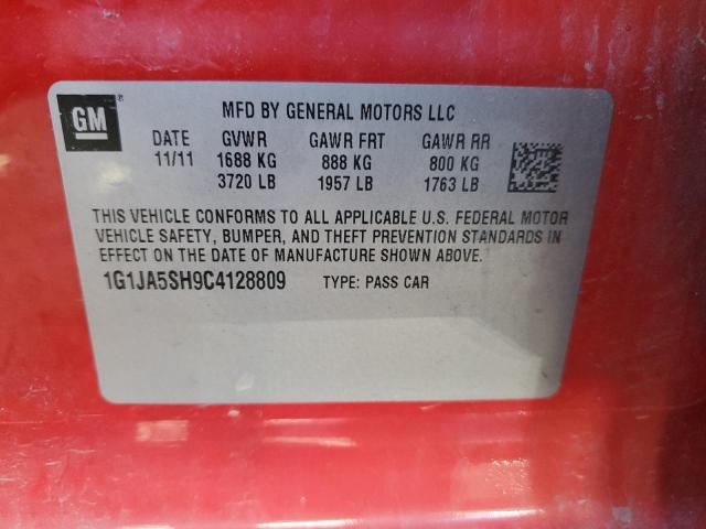 1G1JA5SH9C4128809 - 2012 CHEVROLET SONIC LS 红色 照片 12
