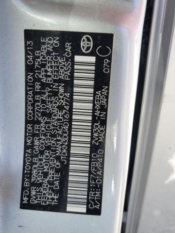 JTDKN3DU4D1674774 - 2013 TOYOTA PRIUS SILVER photo 12