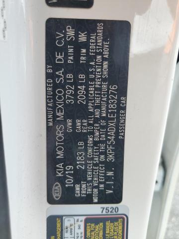 3KPF54ADXLE183276 - 2020 KIA FORTE EX WHITE photo 12