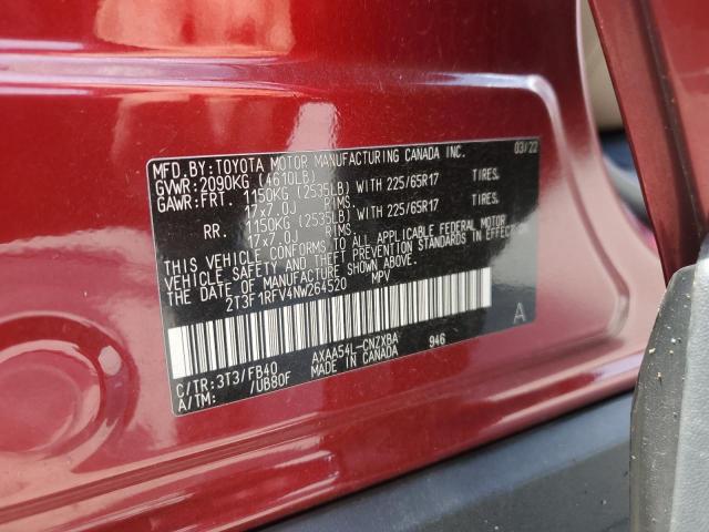 2T3F1RFV4NW264520 - 2022 TOYOTA RAV4 LE MAROON photo 13