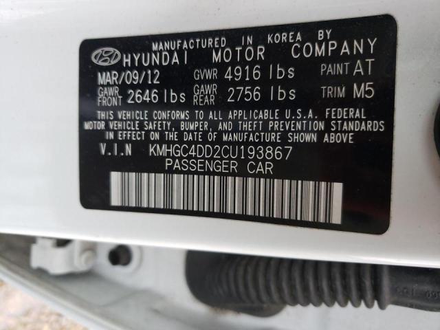 KMHGC4DD2CU193867 - 2012 HYUNDAI GENESIS 3.8L 白色 照片 10