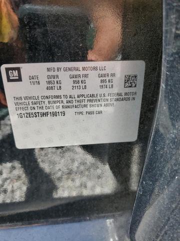 1G1ZE5ST9HF190119 - 2017 CHEVROLET MALIBU LT BLACK photo 12