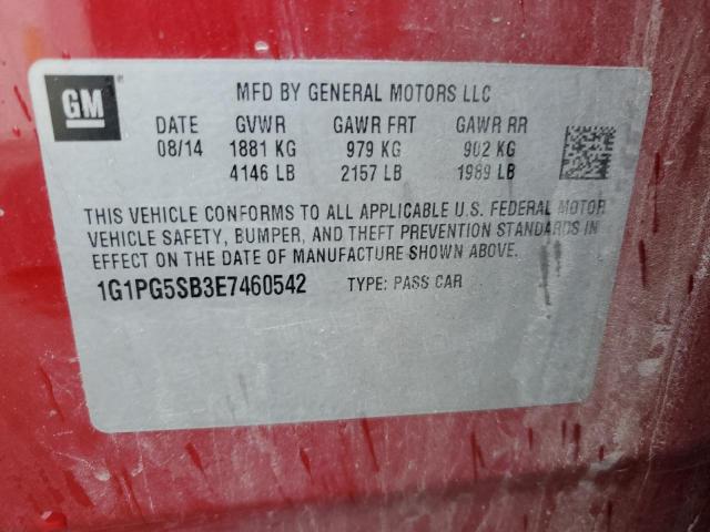 1G1PG5SB3E7460542 - 2014 CHEVROLET CRUZE LTZ RED photo 12