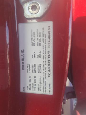 5YJ3E1EB5KF496755 - 2019 TESLA MODEL 3 أحمر صورة 13