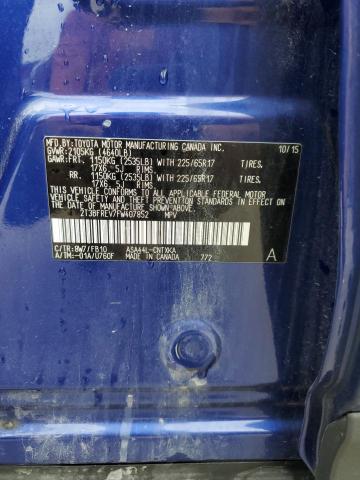 2T3BFREV7FW407852 - 2015 TOYOTA RAV4 LE BLUE photo 13