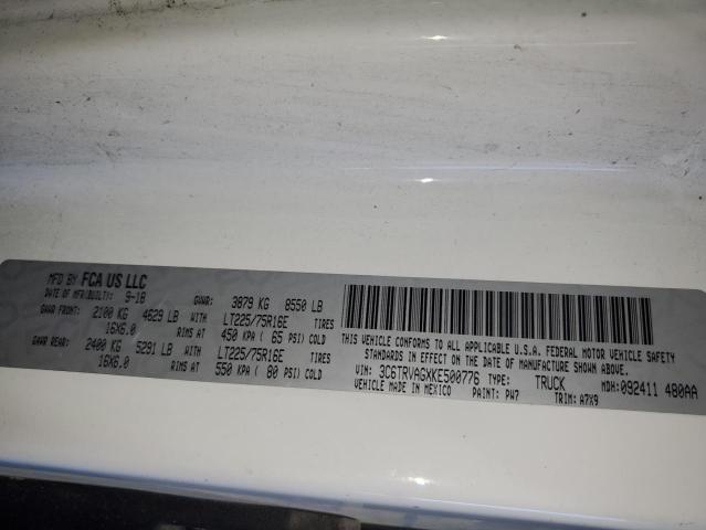 3C6TRVAGXKE500776 - 2019 RAM PROMASTER 1500 STANDARD WHITE photo 13