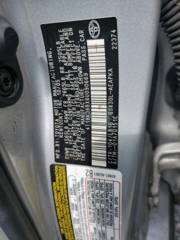 4T1BK36BX6U090669 - 2006 TOYOTA AVALON XL SILVER photo 12
