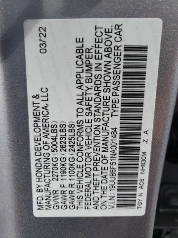 19UUB6F51NA001484 - 2022 ACURA TLX TECH A SILVER photo 13