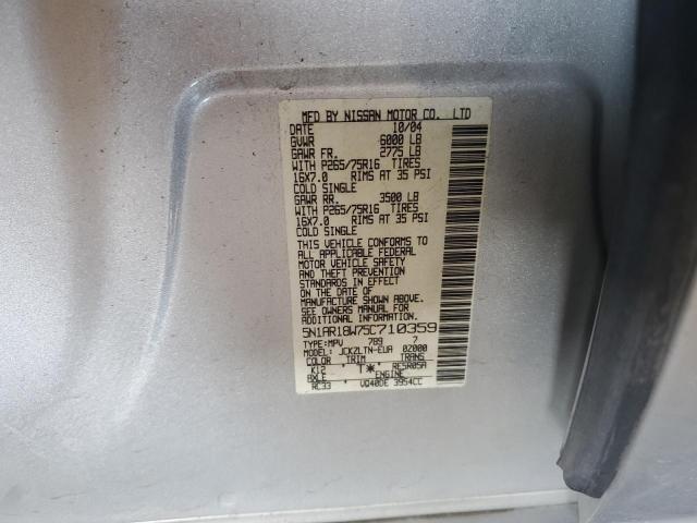 5N1AR18W75C710359 - 2005 NISSAN PATHFINDER LE 银色 照片 13