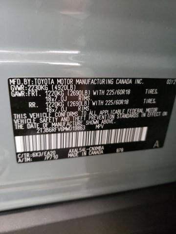 2T3B6RFV6MW019863 - 2021 TOYOTA RAV4 XLE PREMIUM GRAY photo 10