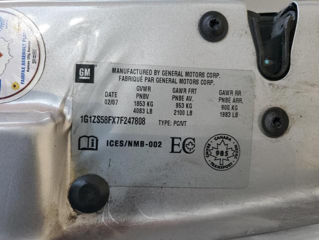 1G1ZS58FX7F247808 - 2007 CHEVROLET MALIBU LS SILVER photo 12