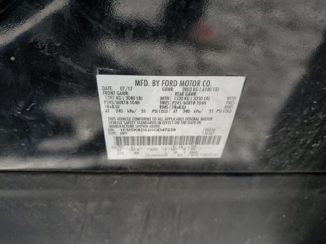 1FM5K8D82HGD47228 - 2017 FORD EXPLORER XLT Negro foto 13