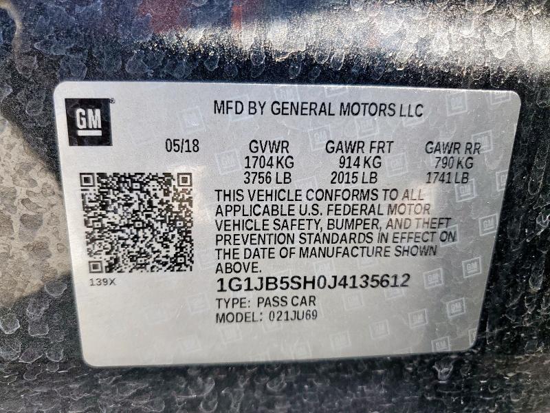 1G1JB5SH0J4135612 - 2018 CHEVROLET SONIC LS GRAY photo 12