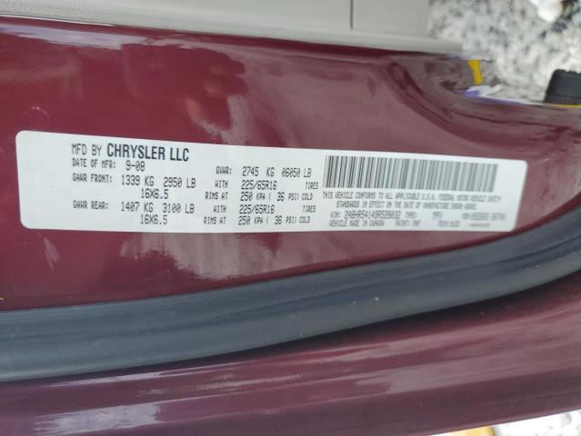 2A8HR54149R528032 - 2009 CHRYSLER TOWN & COU TOURING MAROON photo 14
