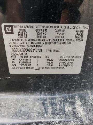 3GCUKREC8EG310709 - 2014 CHEVROLET 1500 SILVE K1500 LT BLACK photo 12