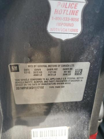 2G1WF5E3XD1117192 - 2013 CHEVROLET IMPALA LS BLACK photo 12