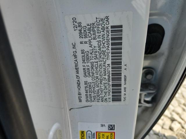 1HGCV2F98MA007134 - 2021 HONDA ACCORD TOURING WHITE photo 13