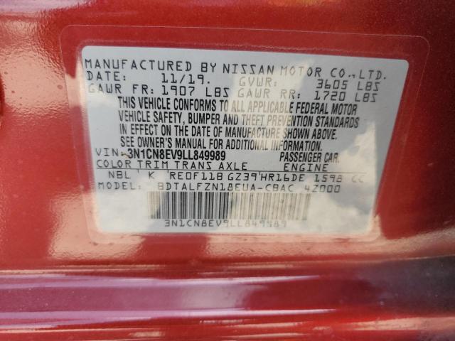 3N1CN8EV9LL849989 - 2020 NISSAN VERSA SV RED photo 13