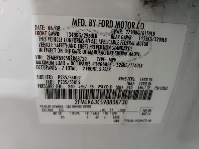 2FMEK63C59BB08730 - 2009 FORD FLEX LIMITED WHITE photo 13