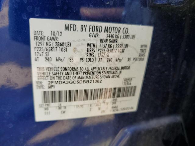 2FMDK3GC5DBB21362 - 2013 FORD EDGE SE BLACK photo 12