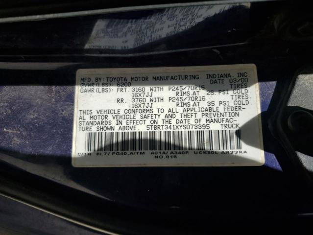 5TBRT341XYS073395 - 2000 TOYOTA TUNDRA ACCESS CAB Fioletowy zdjęcie 12