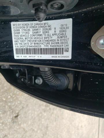 2HGFC2F84KH595235 - 2019 HONDA CIVIC SPORT BLACK photo 12
