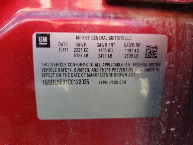 1G6DL5E31C0122026 - 2012 CADILLAC CTS PERFORMANCE COLLECTION ბურგუნდია ფოტო 12