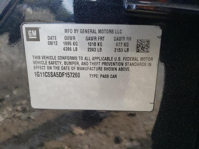 1G11C5SA5DF157260 - 2013 CHEVROLET MALIBU 1LT Noir photo 10