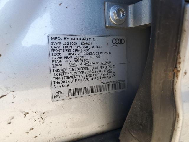 WA1VAAF71JD021988 - 2018 AUDI Q7 PRESTIGE SILVER photo 13