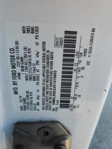 NM0LS6E22K1418865 - 2019 FORD TRANSIT CONNECT XL WHITE photo 13