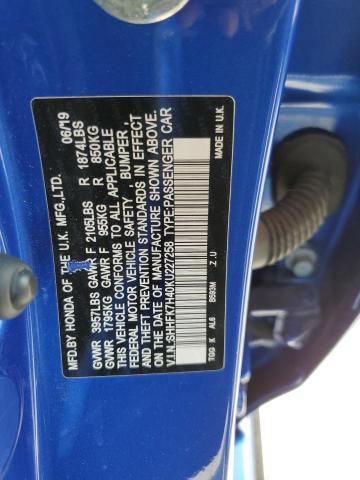 SHHFK7H40KU227258 - 2019 HONDA CIVIC SPORT BLUE photo 13