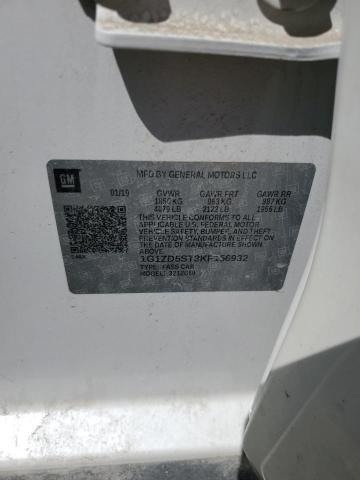 1G1ZD5ST3KF156932 - 2019 CHEVROLET MALIBU LT Blanc photo 12