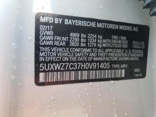 5UXWZ7C37H0V91405 - 2017 BMW X3 SDRIVE28I WHITE photo 13