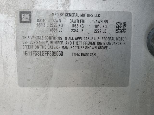 1G11F5SL5FF309663 - 2015 CHEVROLET MALIBU LTZ 银色 照片 12