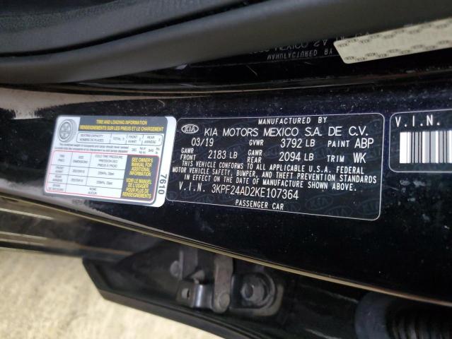 3KPF24AD2KE107364 - 2019 KIA FORTE FE BLACK photo 13