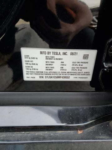 5YJSA1E58MF439552 - 2021 TESLA MODEL S 黑色 照片 13