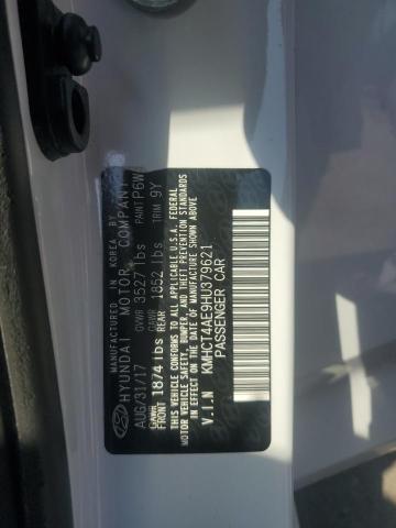 KMHCT4AE9HU379621 - 2017 HYUNDAI ACCENT SE WHITE photo 13