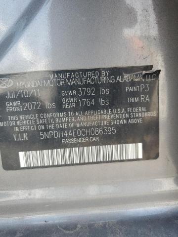 5NPDH4AE0CH086395 - 2012 HYUNDAI ELANTRA GLS GRAY photo 13