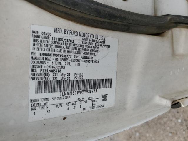 1LNHM81W0YY938775 - 2000 LINCOLN TOWN CAR EXECUTIVE WHITE photo 12