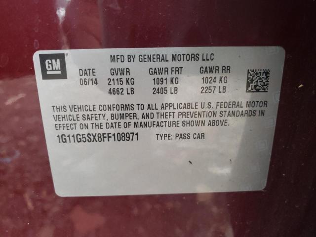 1G11G5SX8FF108971 - 2015 CHEVROLET MALIBU LTZ MAROON photo 12