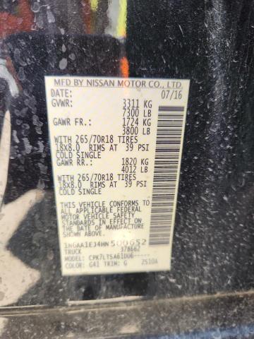 1N6AA1EJ4HN500652 - 2017 NISSAN TITAN S BLACK photo 12