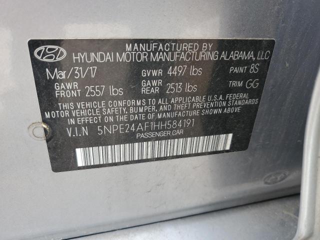 5NPE24AF1HH584191 - 2017 HYUNDAI SONATA SE SILVER photo 12