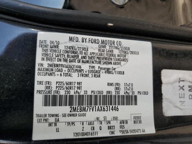 2MEBM7FV1AX631446 - 2010 MERCURY GRAND MARQ LS BLACK photo 12