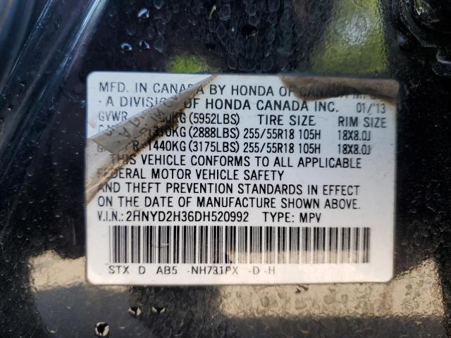 2HNYD2H36DH520992 - 2013 ACURA MDX TECHNOLOGY Negro foto 13