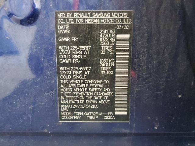 KNMAT2MV0LP542160 - 2020 NISSAN ROGUE S BLUE photo 14