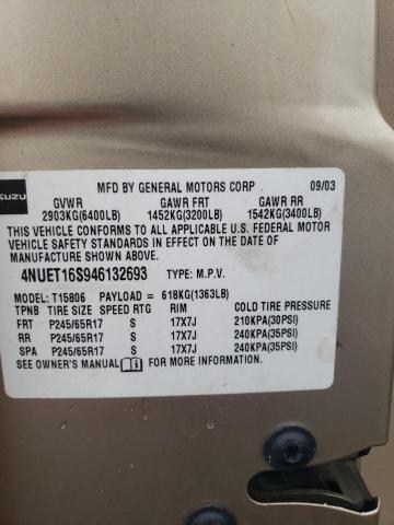 4NUET16S946132693 - 2004 ISUZU ASCENDER S 金色 照片 12