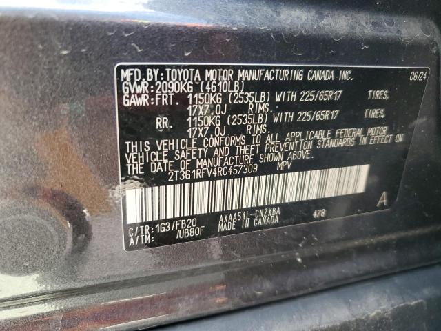 2T3G1RFV4RC457309 - 2024 TOYOTA RAV4 LE CHARCOAL photo 13