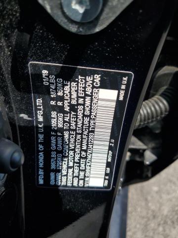 SHHFK7H47KU412293 - 2019 HONDA CIVIC SPORT أسود صورة 12