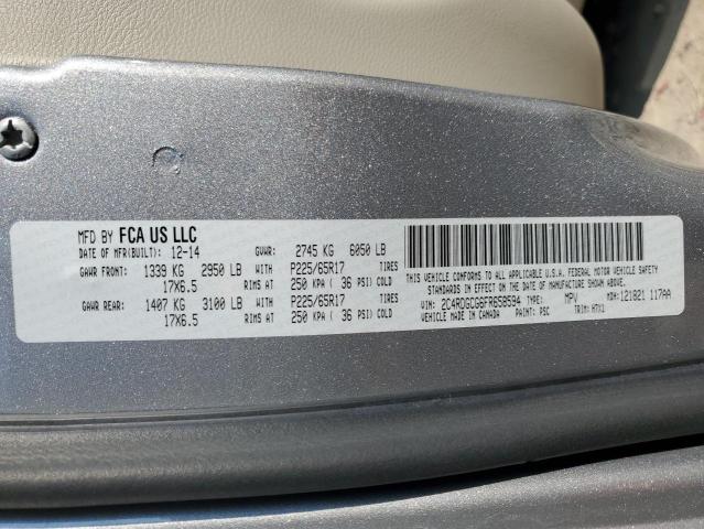 2C4RDGCG6FR658594 - 2015 DODGE GRAND CARA SXT SILVER photo 14