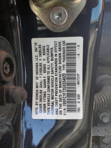 19XFC1F72GE034020 - 2016 HONDA CIVIC EXL 黑色 照片 12